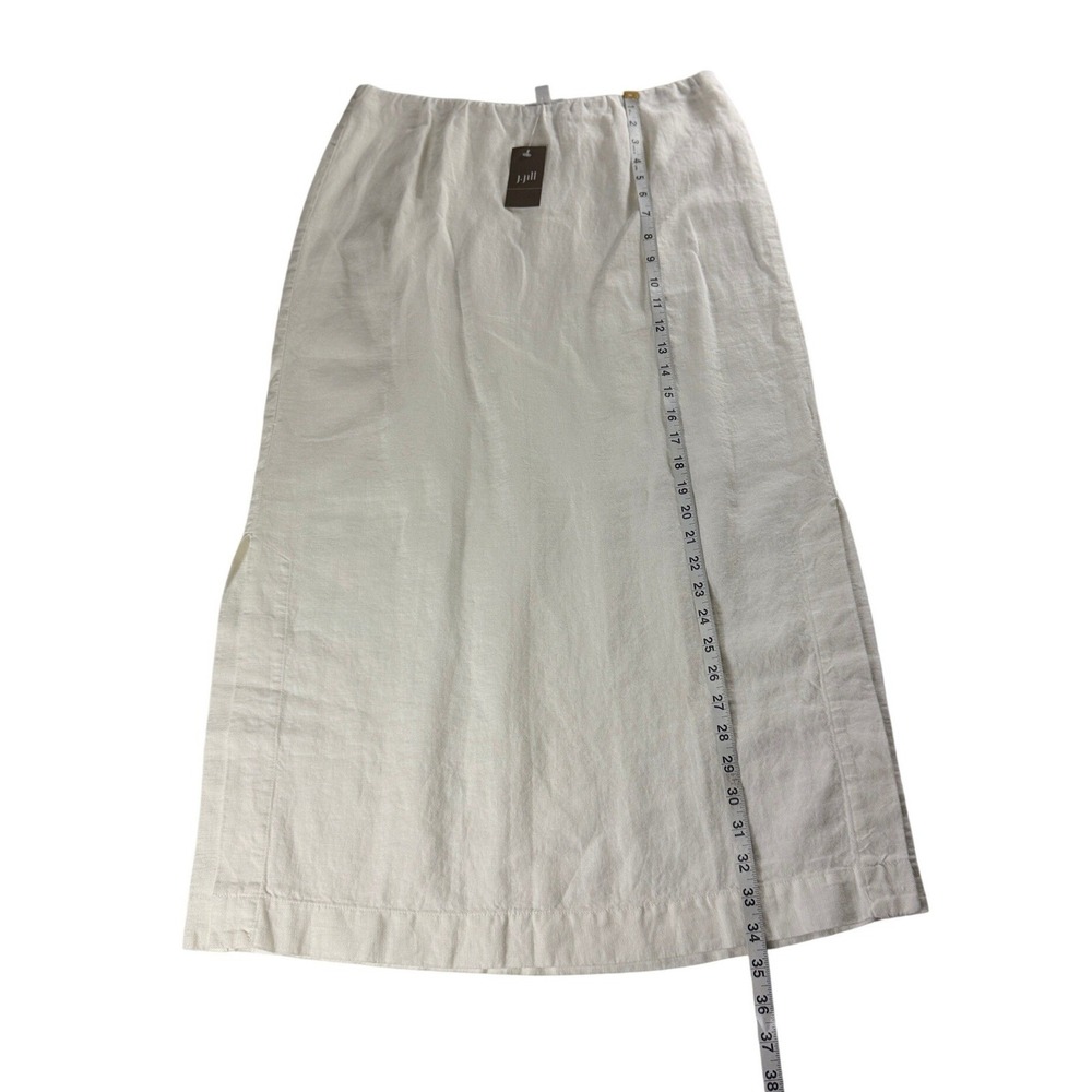 J. Jill Pure Jill White 100% Linen Midi Skirt Size Small Side Slit Lined NWT - Picture 3 of 9